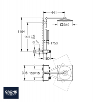 COLUMNA DUCHA EUPHORIA SMARTCONTROL SYSYEM 310 CUBE DUO GROHE